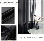 DUALIFE Black Sheer Curtains 45 Inch Length for Basement Windows Set of 2 Panels Grommet Semi Translucent Short Curtains for Small Windows Kitchen Bedroom Bathroom 52x45 Inches Long
