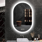 Bathroom LED Oval Mirror, 24 x 36 inches, Wall Mount, 3 Colors, Stepless Dimmable, Anti-Fog, Backlit, Frameless Frosted Edge, Home Mirror