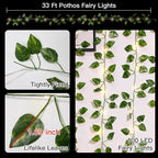 suddus Vine with Fairy Lights Battery Operated, 33ft100 LED Pothos String Lights with Remote, Leaf Lights for Bedroom, Room, Wall, Garden, Party, Wedding Decor(Warm White)