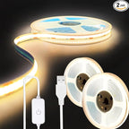 A 5V USB LED Light Strip, COB LED Strip Lights, Warm 5V LED Lights, Small LED Strip Light, TV Lights for TV Under Cabinet Kitchen Living Room Shelving or Displays (Warm 3.28FT x2)