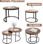 aboxoo Coffee Table Nesting Side Round Set of 2 End Table Top Sturdy Metal Frame Desk Centerpiece Living Room Bedroom Apartment Modern Industrial Simple Nightstand