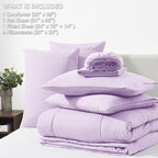 CozyLux Full Size Comforter Sets Lavender, 7 Pieces Bed in a Bag, Light Purple Comforter Full Size, All Season Bedding Sets with Stitch Quilted Comforter, Flat Sheet, Fitted Sheet, Pillowcases