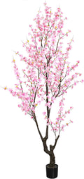 Faux Pink Cherry Blossom Tree 8ft(94in) Tall Artificial Plant Indoor Decor Handmade Natural Sakura Tree for Wedding Realistic Cherry Plant in Pot for Home Living Room,Office,Outdoor Decor.