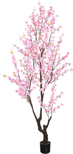 Faux Pink Cherry Blossom Tree 8ft(94in) Tall Artificial Plant Indoor Decor Handmade Natural Sakura Tree for Wedding Realistic Cherry Plant in Pot for Home Living Room,Office,Outdoor Decor.