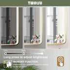 LED Bathroom Mirror with Lights, 30x36 Inch Gold Metal Framed LED Mirror for Bathroom, 3 Colors and Stepless Dimmable Wall Mounted Lighted Bathroom Vanity Mirror, Anti-Fog, Memory