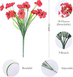 AGIRL 24 Bundles Artificial Flowers for Outdoor,No Fade Fake Plastic Flowers for Garden Porch Window Box Home,Red White Blue Faux Plants for 4th of July Memorial Day Independence Day Patriotic Decor