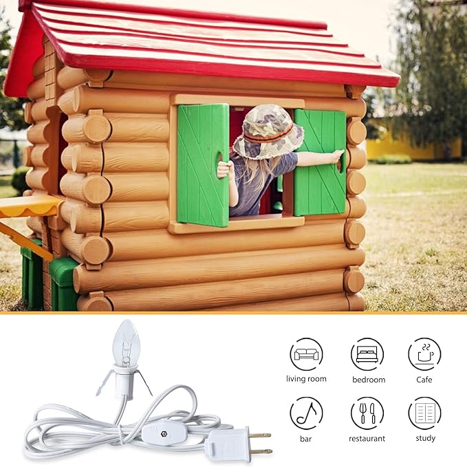 Accessory Cord with Light Bulb - 6ft Salt Lamp Cord with On/Off Switch for Christmas Village Houses, Night Lights, Halloween Pumpkin, Blow Molds, Ceramic Trees, Craft Projects, UL-Listed, 4 Pack