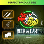 Beer & Dart Neon Sign – Fun Bar Wall Light with Dartboard and Beer Mug Design LED Decor for Game Room, Pub, or Man Cave, USB Powered, 5V/2A，Dimmable