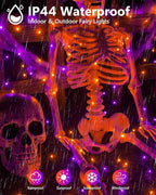 4 Pack 60LED Orange & Purple Fairy Lights Battery Operated with Timer, 20FT Waterproof Christmas Lights Outdoor Indoor, Black Wire String Lights for Bedroom, Party, Centerpiece, Christmas Decorations