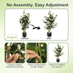 36” Artificial Camellia Tree 2 Packs, Faux Camellia Plant in Pebbles Pot with White Flowers, Greenery Camellia Tree for Spring Home Front Door Outdoor Indoor Decoration, White