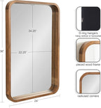 Kate and Laurel Hutton Modern Rounded Rectangle Wall Mirror, 24 x 36, Natural Rustic, Decorative Farmhouse Rectangular Wall Decor for Bathroom Mirror for Over Sink