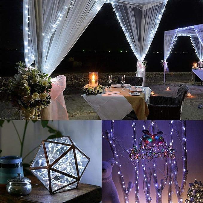 Led Fairy Lights Battery Operated, 2 Packs Mini Battery Powered Copper Wire Starry Fairy Lights for Bedroom, Christmas, Parties, Wedding, Centerpiece, Decoration (5m/16ft Cool White)