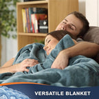 Walensee Fleece Blanket Plush Throw Fuzzy Lightweight (King Size 108x90 Washed Blue/Slate Blue/Grey Blue) Super Soft Microfiber Flannel Blankets for Couch, Bed, Sofa Warm and Cozy for All Seasons