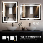 36 x 28 LED Bathroom Mirror with Lights Led Mirror Bathroom Lighted Large Wall-Mounted Vanity Mirror Smart Touch Button,Anti-Fog,Waterproof,Stepless Dimmable,Adjustable Color
