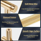 Knurled Cabinet Pulls 12 Pack, 3.5 Inch Long Cabinet Handles Metal Door Pulls, Kitchen Drawer Pull Knurled Dresser Handles - 2 1/2" Hole to Hole, Golden