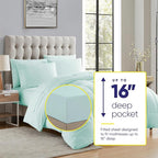 Sweet Home Collection 7 Piece Comforter Set Bag Solid Color All Season Soft Down Alternative Blanket & Luxurious Microfiber Bed Sheets, Aqua, Full