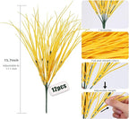 RECUTMS Artificial Grasses Outdoor Plants Tall Grass Spring Fake Grass Plant Plastic Artificial Shrubs for Planters Wedding Indoor Outside Garden Porch Home Office Window Box Decor(Pure Yellow)