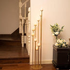 2pcs 9 Arm Candelabra,Floor Candle Holders Tall Set for Wedding Aisle Decoration,Gold Candelabras for Fireplace,Candle Stand Fit for Flameless or Wax