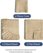 Twin Size 3 Piece Sheet Set - Comfy Breathable & Cooling Bed Sheets Set - Hotel Luxury Bedding for Women, Men, Kids, Teens, Boys & Girls - Deep Pockets, Soft & Wrinkle Free - Tan (Heathered Sheets)