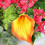 Artificial Tropical Bouquet Calla Lily Bougainvillea Flowers with Monstera Alocasia Fern Eucalyptus Greenery Stems for Home Office Hotel Table Vase Centerpieces Decor (Mixed Tropical Color)