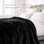 Exclusivo Mezcla Plush Fuzzy Fleece Bed Blanket Queen Size, Super Soft, Fluffy and Warm Blankets Suitable for All Seasons (Black, 90x90 Inches)