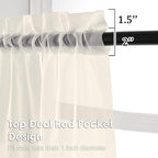 OVZME Cream Sheer Curtains 84 Inches Long 2 Panels - Soft Light Filtering Window Sheer Panels for Living Room/Bedroom, Top Dual Rod Pocket, 1 Pair, Each 42Wx84L Inches