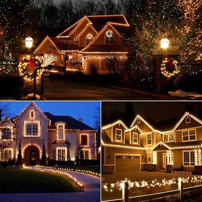 Brizled C9 Christmas Lights, 16ft 25 LED Faceted C9 Warm White Christmas Lights, Connectable Indoor Outdoor Xmas String Light, 120V UL Certified for Tree, Yard, Garden, Porch, Party & Holiday Decor