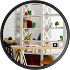 WallBeyond Black Round Wood Mirror 24 inch Circle Wall Mirror for Bathroom Round Wall Mirror for Wall Decor, Vanity, Entryway Living Room