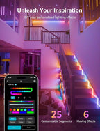 Lepro S1 AI LED Strip Lights for Bedroom - 16.4ft Smart RGB Light Strips with IC and Rainbow Chasing Effects, Color Segment DIY, Personalized Al Lighting Designer, No Remote, 2.4G Wi-Fi & Bluetooth