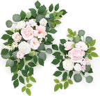 Artificial Flowers Decorations Pack of 2,Centerpieces for Wedding Reception Backdrop Decoration, Floral Decor Wall Home Entryway OutdoorDecorations (Creamy Pink)