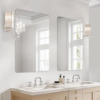 USHOWER 2-Pack Frameless Bathroom Mirrors for Over Sink, 24x36 Inch Rectangular Bathroom Mirrors with Rounded Corner, Shatterproof Mirror for Vanity, Bedroom, Entryway Upgraded & Remodel