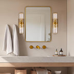 ANDY STAR Gold Bathroom Mirror for Wall, 30x36’’ Brushed Gold Rounded Rectangle Mirror for Vanity in SUS304-Anti-Rust, Wall-Mounted Horizontal/Vertical 1’’ Deep