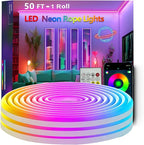 50FT Neon Rope Lights,Flexible Led Rope Light Control with App/Remote,Multiple Modes,Music Sync,IP65 Outdoor RGB Led Strip Lights Waterproof