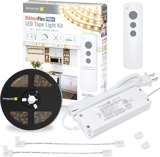 Armacost Lighting RibbonFlex PRO+ 12V 3000K Soft White LED Strip Light Kit 142131