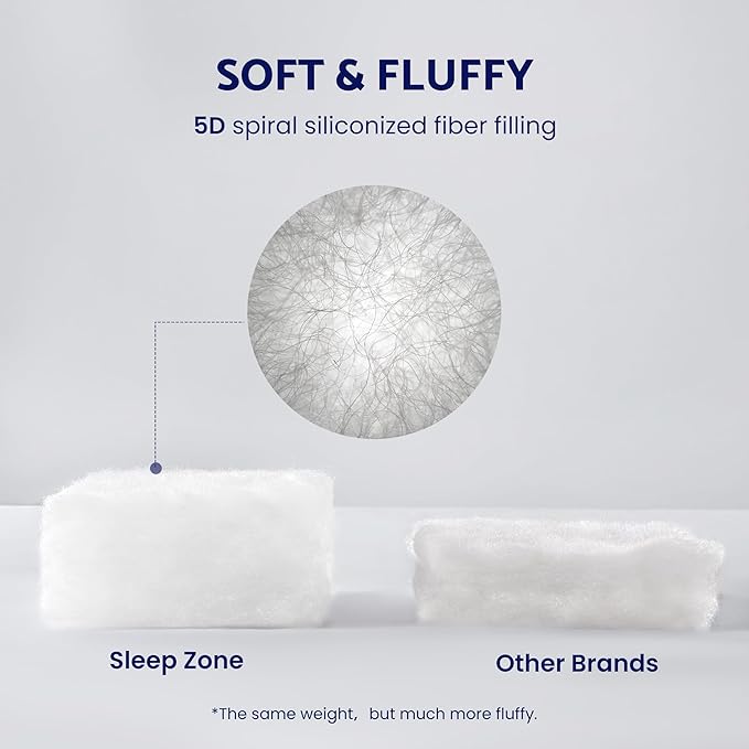 SLEEP ZONE Cooling Mattress Topper Twin Size Quilted Fitted Mattress Pad Cover, Soft Fluffy Down Alternative Pillow Top Bed Topper Deep Pocket 8-21 Inch (Grey, Twin)