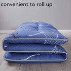 MAXYOYO Leaf Printed Japanese Futon Floor Mattress, Thicken Sleeping Pad Floor Bed Roll Up Camping Guest Mattress Folding Couch Bed, Queen Size
