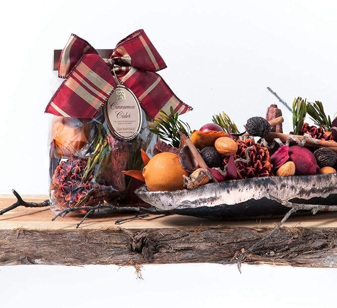 Aromatique Cinnamon Cider Scented Potpourri Bag 14oz - Decorative Home Fragrance Sachet Dried Flowers, Long Lasting Room Air Freshener Deodorizer Perfect Fall Decoration or Catchall Bowl Filler Decor