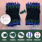 LAMPHOME Super-Bright Extendable Blue Christmas Lights Decoration 300Lights 63.8ft(2pk of 150L) UL Certified Mini Bulb String Lights Set for Outdoor Christmas Tree Garden Holiday Party Patio Decor