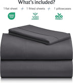 LuxClub Twin XL Sheets - Soft Kids Twin Bed Sheets for Boys and Girls, 3 PC Deep Pockets Wrinkle Free Kids Fitted Sheets Machine Washable Hotel Bedding Silky Soft- Dark Grey Twin XL