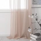 HUTO Blush Pink Sheer Curtains 96 inches Long for Bedroom Top Rod Pocket Sheer Window Panels Curtains for Nursery Living Room 52 by 96 Inch Length Set of 2