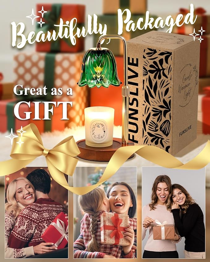 Flower Candle Warmer Lamp with Timer Dimmable, Candle Warming Lamp Height Adjustable, Christmas Gifts for Women, Candles Warmer Light for Jar Candles, Christmas Gifts, Stylish Decorations