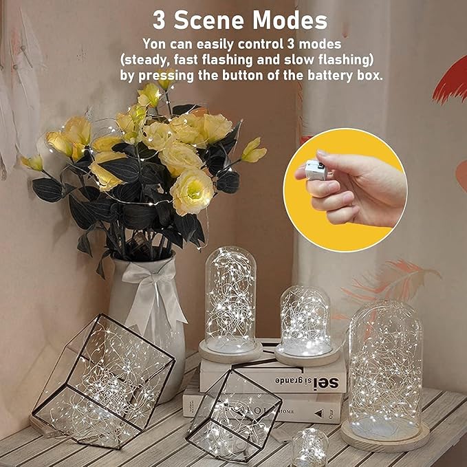 36 Pack Fairy Lights Battery Operated, 3 Speed Modes, Extra 40 Batteries for Replacement, 7Ft 20 LED Mini String Lights, Waterproof Copper Wire, Twinkle Firefly Lights for Christmas Decorations,White