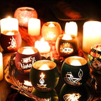 SHMILMH Diwali Gifts 6 PCS Happy Diwali Decorations for Home, Colorful Glass Tealight Votive Candle Holder for Party, Table Centerpiece Deco