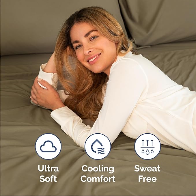 Cal King Size 4 Piece Sheet Set - Comfy Breathable & Cooling Bed Sheets Set - Hotel Luxury Bedding for Women, Men, Kids, Teens, Boys & Girls - Deep Pockets, Ultra-Soft, Wrinkle Free - Oeko-Tex - Khaki