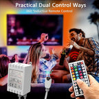 dalattin Led Lights for Bedroom 50ft, RGB 5050 Led Strip Lights Color Changing Kit with 44 Keys Remote Controller and 12V Power Supply Led Light Strips Indoor Decoration