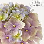 Hydrangea Artificial Flowers, 4PCS 21" Latex Real Touch Vintage Lifelike Silk Flowers,Faux Hydrangea Bouquet Fake Flowers for Wedding Centerpieces Tables Party Outdoor Home (Green/Puple)