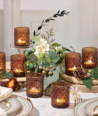 36 Pack Amber Votive Candle Holders, Glass Tea Lights Candle Holder for Boho Wedding Decor,Amber Candle Holders for Home Decor Gift Fall Wedding Christmas, Thanksgiving Party Table
