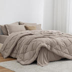 Love's cabin Queen Comforter Set Burlwood, 7 Pieces Queen Bed in a Bag, All Season Queen Bedding Sets with 1 Comforter, 1 Flat Sheet, 1 Fitted Sheet, 2 Pillowcase and 2 Pillow Sham