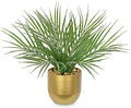Hollyone Large Artificial Potted Plants Fake Palm Plants 13" Faux Tropical Palm Plant Tree in Gold Metal Pots for Home Room Office House Indoor Decoration