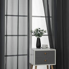 KEQIAOSUOCAI 63 inches Long Living Room Sheer Curtains - Eyelet Top Voile Sheer Draperies Privacy for Villa, W 54 by L 63 inch Length, 2 Panels,Jet Black